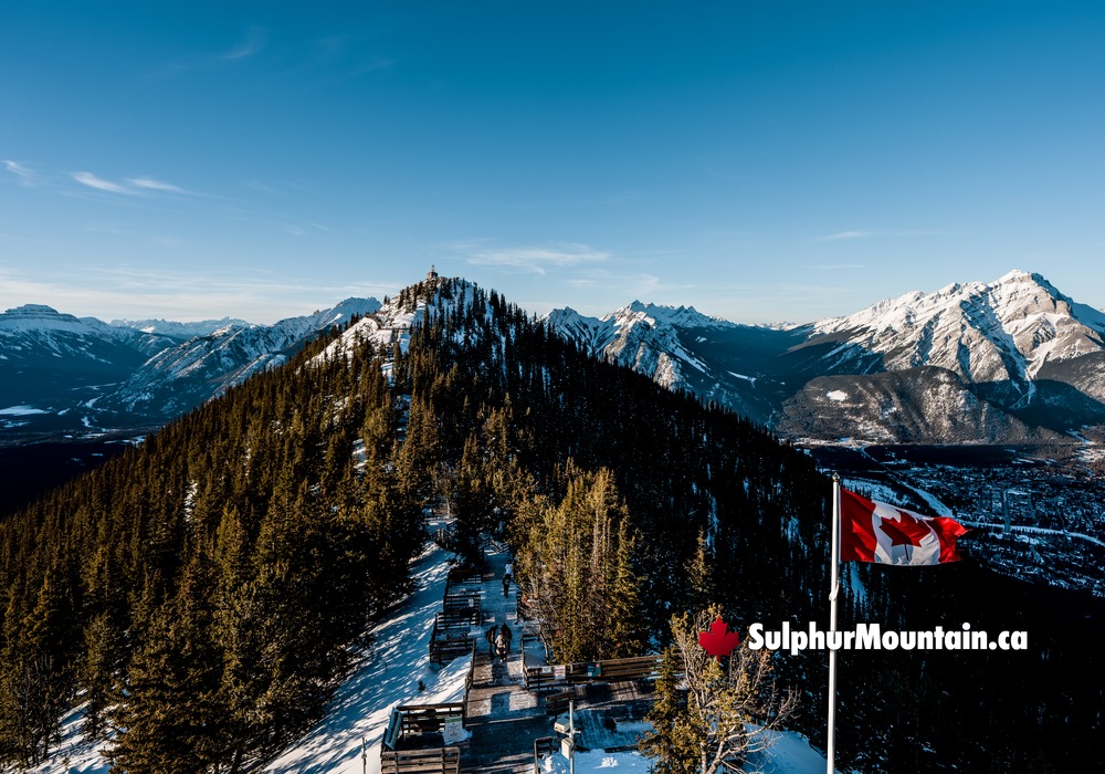 Sulphur Mountain Canada Flag Cascade Range View