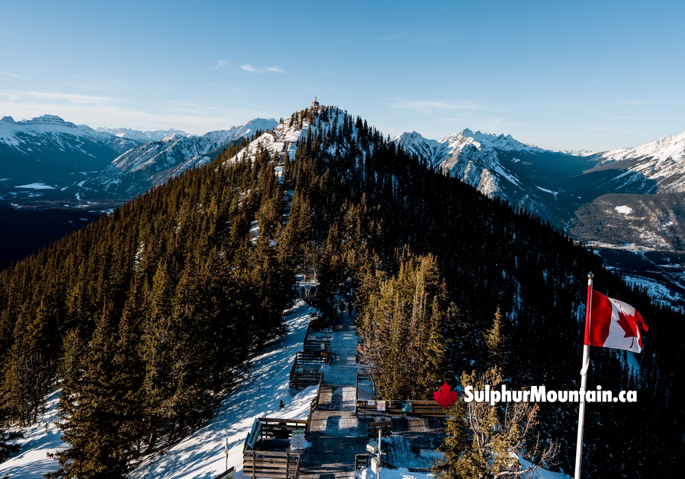 Walkway to Sulphur Mountain Waving Flag